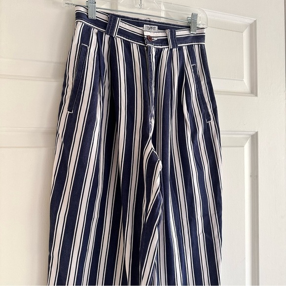 Vintage Esprit Pleated Vertical Stripes Jeans Size 6 - Picture 3 of 7